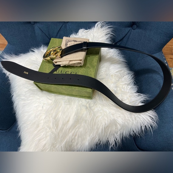 Gucci Black Belt with Gold GG Buckle, pay monthly w affirmative. - Picture 2 of 5
